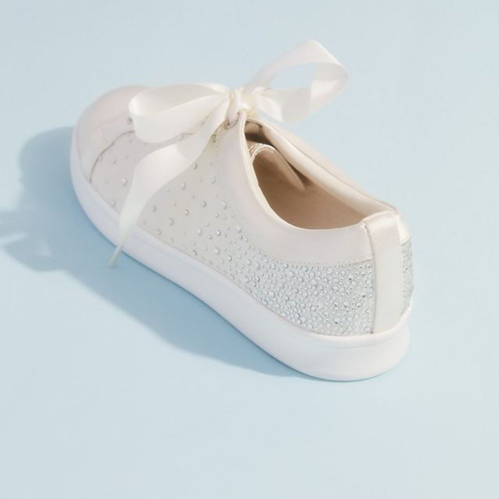 Badgley Mischka Satin Crystal Bridal Sneakers - Picture 2 of 5